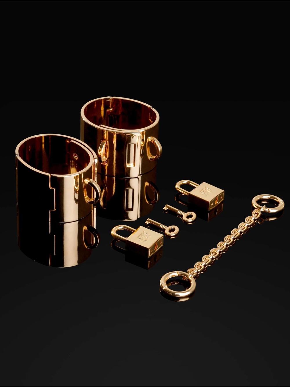 Honey Birdette Chastity Handcuff Link Lock and Key Set (Gold)